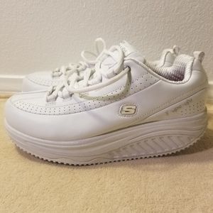 Skechers Shape-ups White Leather Womens Work Shoes